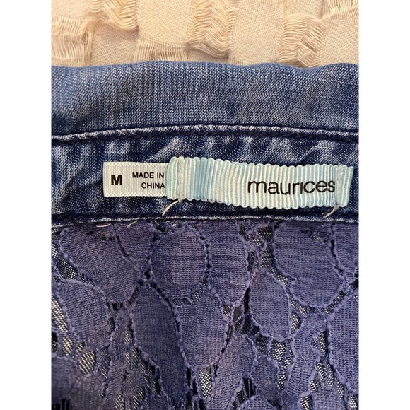 Maurice’s Light Denim Dress Size Medium Snap Front Elastic Waist Western Rodeo - Picture 6 of 9